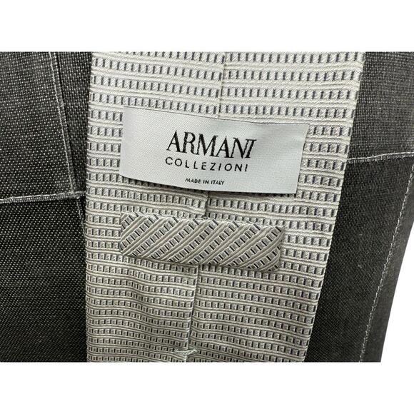 ARMANI COLLEZIONI Men's 100% Silk Neck Tie Gray Geometric 60” XL Long Italy - Picture 4 of 7